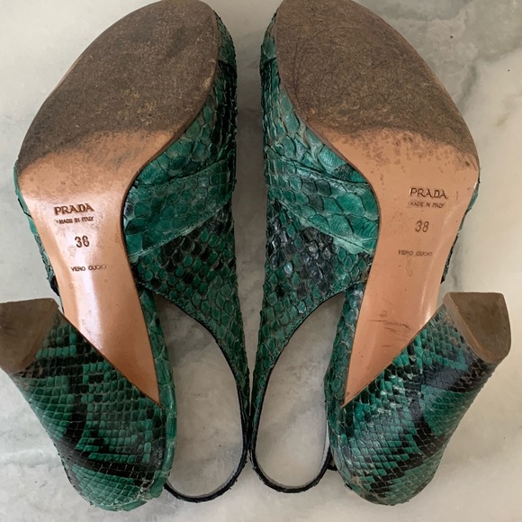 Prada green python slingback pump 38.5 - Picture 7 of 8